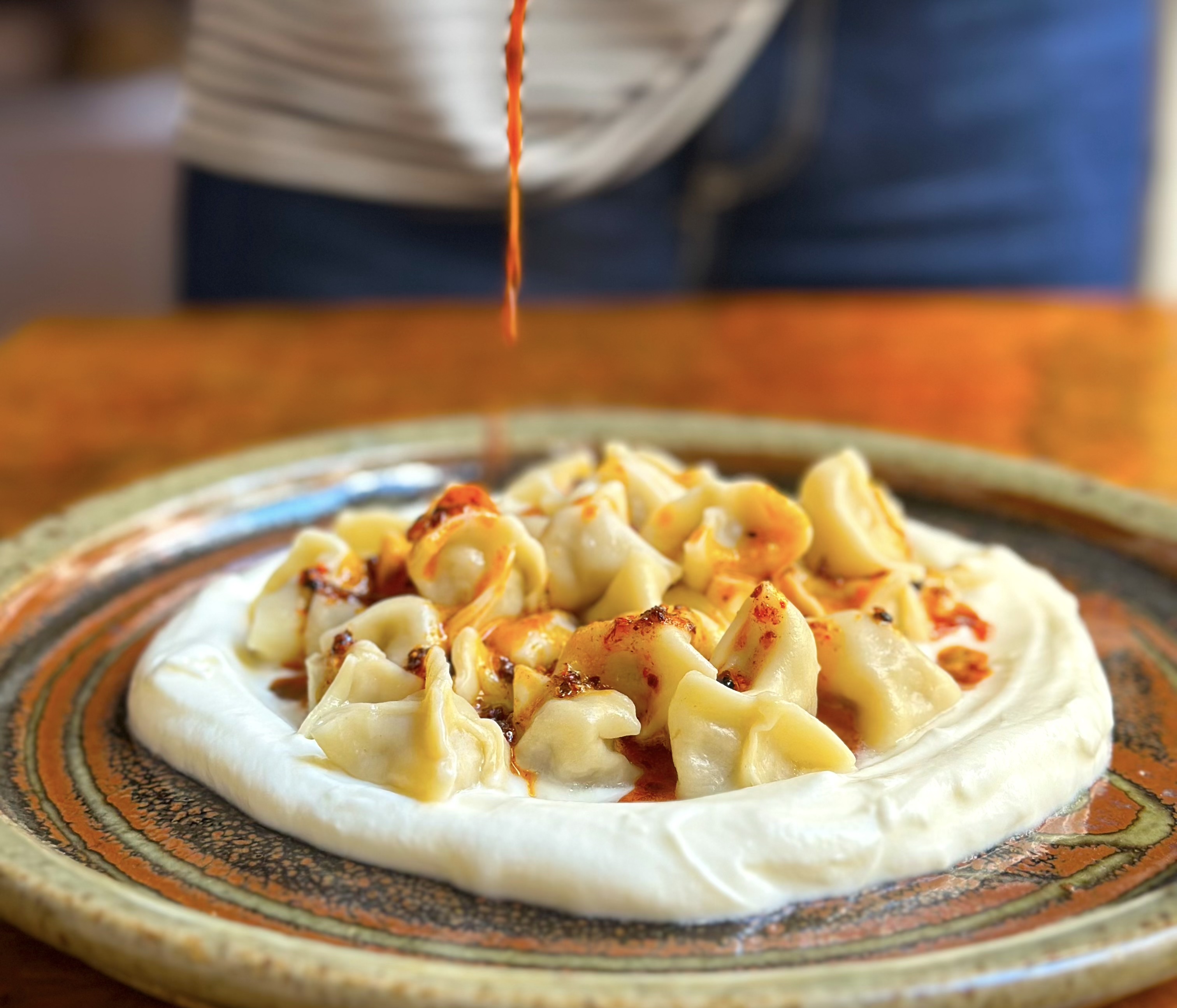 Traditional MANTI dumplings with garlic yoghurt and Aleppo butter
